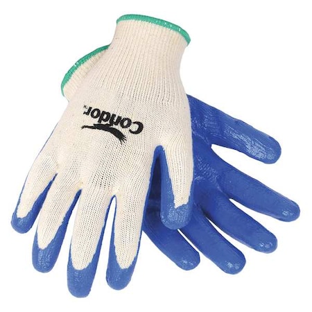 CONDOR Nitrile Coated Gloves, Palm Coverage, Natural/Blue, M, PR 19L533