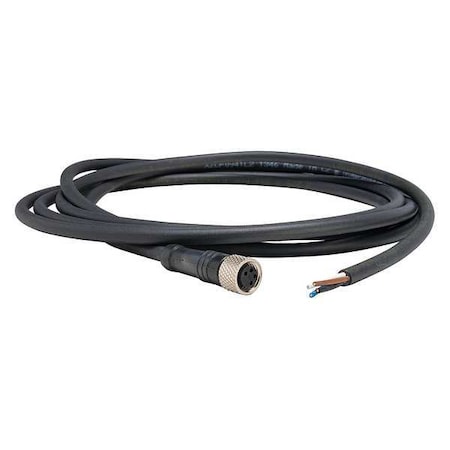 Telemecanique Sensors Cordset, 6.56 ft., Black, 250VAC/300VDC XZCP0941L2