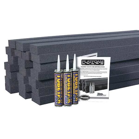 Auralex Acoustics Acoustic Foam, Foam, 4 in W, 4 ft L, 2 in Thick, Gray, 24 PK PLATFOAM-KIT