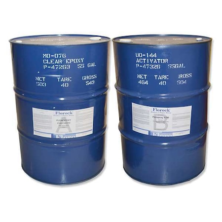 Florock 220 gal Floor Resin 4700 Kit, Gloss Finish, Clear, 100% Solid Base M0-076DR/U0-144DR