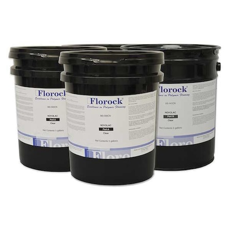 Florock 25 gal Floor Resin 4700 Kit, Gloss Finish, Clear, 100% Solid Base M0-090CN/U0-141CN