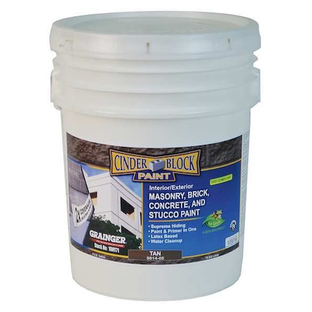 Rae Exterior Paint, Flat, Water Base, Tan, 5 gal 9614-05