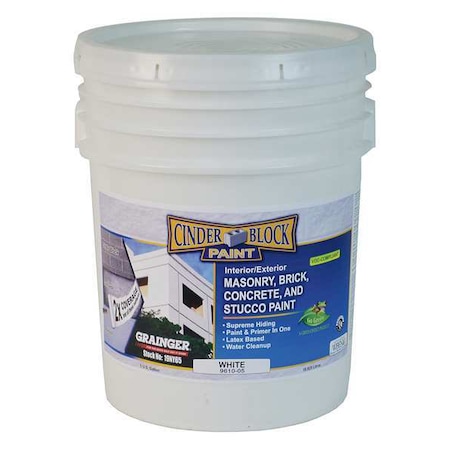 Rae Exterior Paint, Flat, Water Base, White, 5 gal 9610-05
