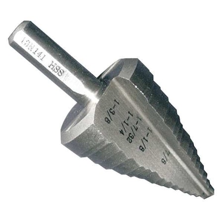 Zoro Select HSS Step Drill Bit 5 Sizes, 7/8-1-3/8" 19N141