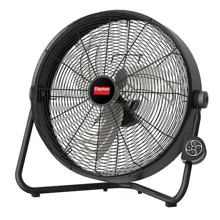 Dayton Standard Duty Floor Fan, Floor Mount, 20 in Blade Dia, 120V, 2,460/2,590/2,815 cfm, Non-Oscillating 19RR53