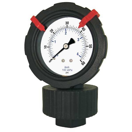 Pic Gauges Pressure Gauge with Diaphragm Seal, 0 to 60 psi, 2 1/2 in Dial, 1/2 in NPT, Bottom Location 701DDS-252D