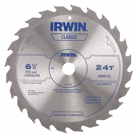 IRWIN 6-1/2", 24-Teeth Saw Blade, Steel 15120