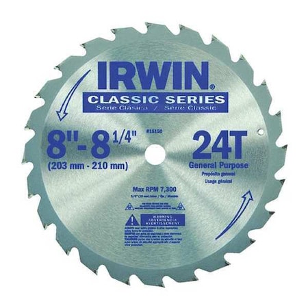IRWIN 8-1/4", 24-Teeth Circular Saw Blade, Steel 15150