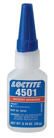 LOCTITE Instant Adhesive, 4501 Series, Clear, 0.7 oz, Bottle 528576