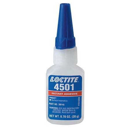 Loctite Instant Adhesive, 4501 Series, Clear, 0.7 oz, Bottle 528576
