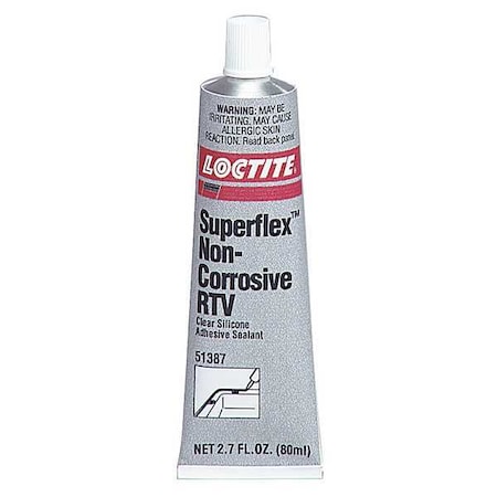 Loctite Non-Corrosive Silicone Sealant, 80 mL, Clear, Temp Range -75 to 500 Degrees F 234323