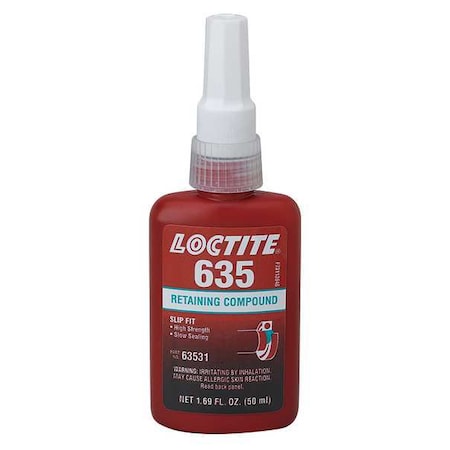 Loctite Retaining Compound, 635 Series, Green, Liquid, 50ml, Bottle 135516