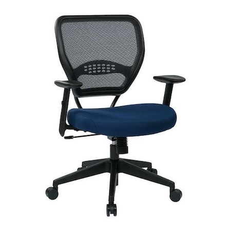 Office Star Desk Chair Desk Chair, Adjustable Arms, 19" to 23" Height, Fabric, Blue 55-7N17-225