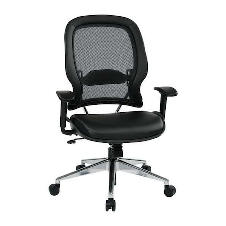 Office Star Executive Chair Desk Chair, 18-1/4" to 22-3/4" Height, Leather, Black 335-E37P918P