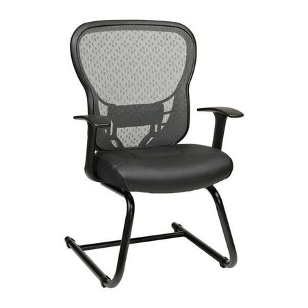 Office Star Desk Chair, Leather, 19" Height, Fixed Arms, Black 529-E3R2V30