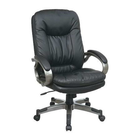 Office Star Executive Chair Desk Chair, Padded Arms, 19" to 22" Height, Leather, Black ECH83507-EC3