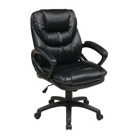Office Star Managerial Chair Desk Chair, Fixed Arms, 19" to 22" Height, Leather, Black FL660-U6