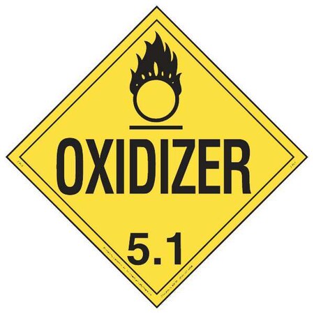 Labelmaster DOT Container Placard, Oxidizer, Tagboard, 10-3/4" W x 10-3/4" H 19UA30