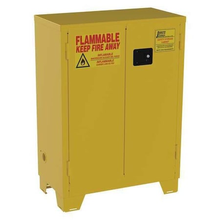 Jamco Hazardous Material Storage Cabinet, 28 gal, 2 Shelves, Steel, 34 in W x 49 in H x 18 in D, Yellow FM28YP