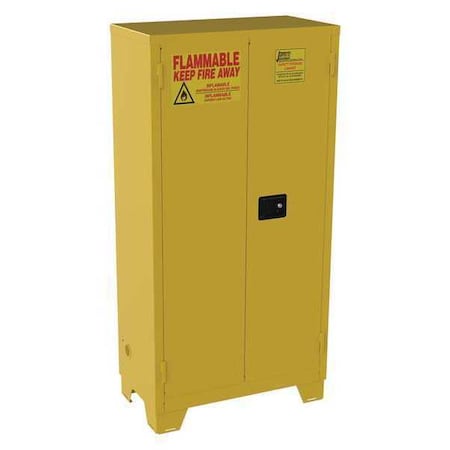 Jamco Hazardous Material Storage Cabinet, 44 gal, 3 Shelves, Steel, 34 in W x 70 in H x 18 in D, Yellow FS44YP