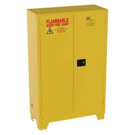 Jamco Hazardous Material Storage Cabinet, 45 gal, 2 Shelves, Steel, 43 in W x 70 in H x 18 in D, Yellow FM45YP