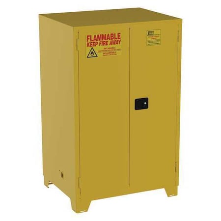 Jamco Hazardous Material Storage Cabinet, 90 gal, 2 Shelves, Steel, 43 in W x 70 in H x 34 in D, Yellow FM90YP