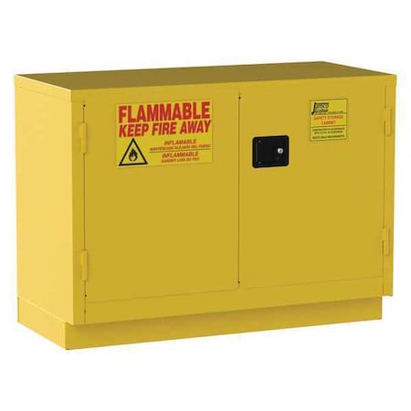 Jamco Hazardous Material Storage Cabinet, 30 gal, 1 Shelves, Steel, 48 in W x 35 in H x 22 in D, Yellow BT30YP
