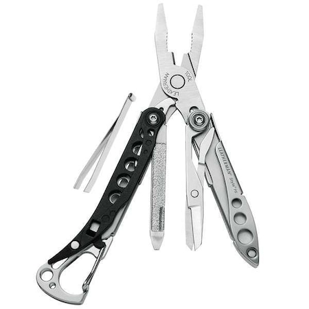 Leatherman Multi-Tool, Black, SS, 8 Tools, Style PS 831487