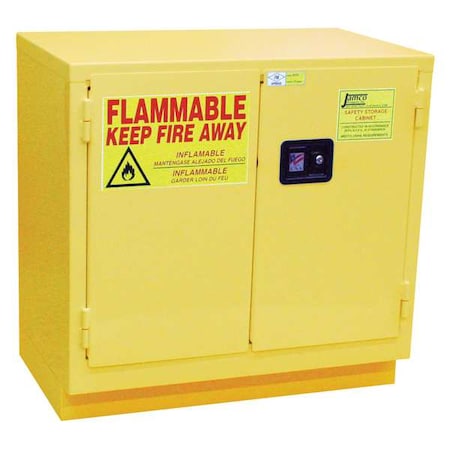 Jamco Hazardous Material Storage Cabinet, 22 gal, 1 Shelves, Steel, 36 in W x 35 in H x 22 in D, Yellow BK22YP