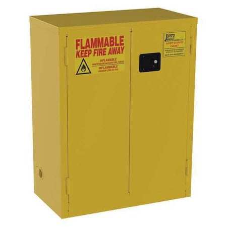 Jamco Hazardous Material Storage Cabinet, 28 gal, 2 Shelves, Steel, 34 in W x 44 in H x 18 in D, Yellow BM28YP