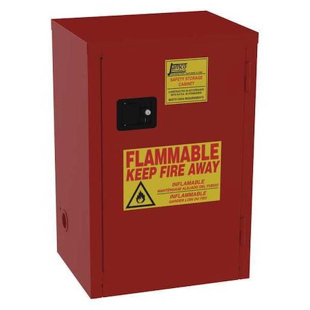 Jamco Hazardous Material Storage Cabinet, 18 gal, 2 Shelves, Steel, 23 in W x 35 in H x 18 in D, Red BN18RP