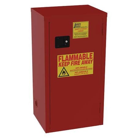 Jamco Hazardous Material Storage Cabinet, 24 gal, 3 Shelves, Steel, 23 in W x 44 in H x 18 in D, Red BN24RP