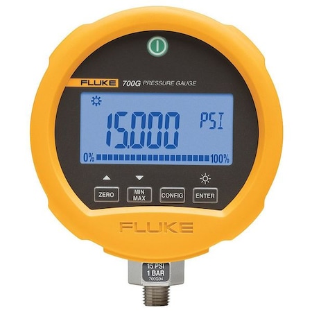 FLUKE Digital Pressure Gauge, 0 to 100 psi, 1/4 in MNPT, Metal, Yellow FLUKE-700GA6