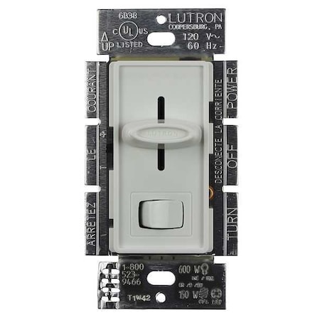 Lutron Lighting Dimmer, Rocker/Slide, White SCL-153P-WH