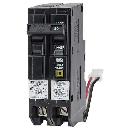 SCHNEIDER ELECTRIC Miniature Circuit Breaker, 30 A, 120/240V AC, 2 Pole, Plug In Mounting Style, QO Series QO230PLILC