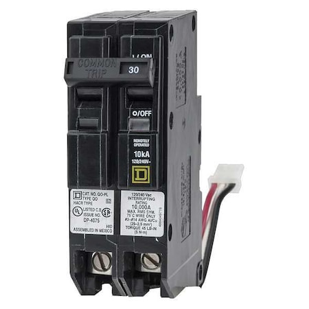 Schneider Electric Miniature Circuit Breaker, QO Series, 60 A, 2 Pole, 120/240V AC, 10kA at 120/240V AC QO260PLILC