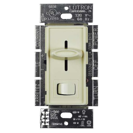 Lutron Lighting Dimmer, Rocker/Slide, Almond SCL-153P-AL