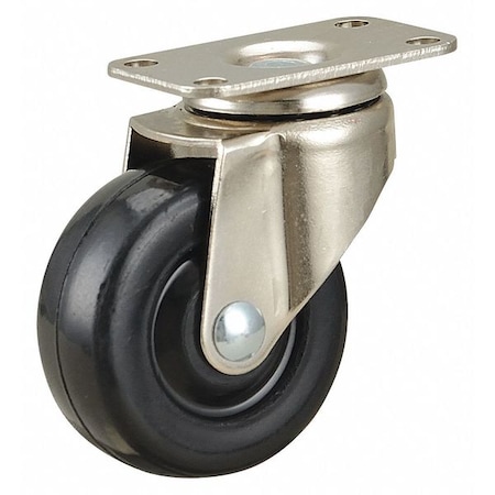 Zoro Select Swivel Plate Caster, Rubber, 2 in., 75 lb. 31707