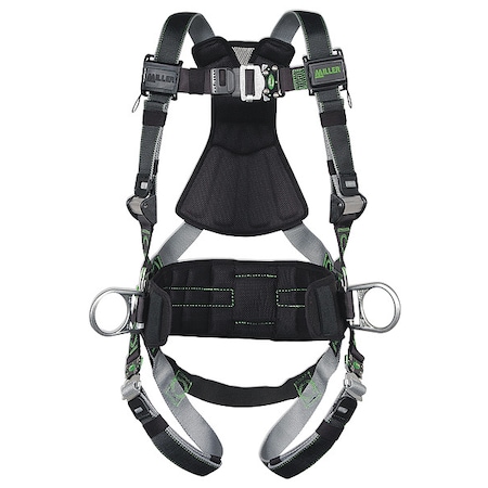 Miller Revolution(R) Full Body Harness, S/M, 400 lb., Quick-Connect Chest/ Quick-Connect Leg Straps RDT-QC-DP/S/MBK