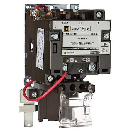 SQUARE D Nonreversing Magnetic Motor Starter, No Enclosure NEMA Rating, 120V AC, 3 Poles 8536SCO3V02ES