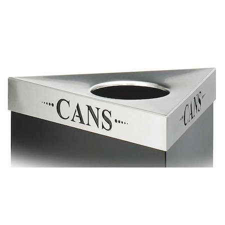 Safco Trifecta Trash Can Lid, Flat Silver, metal, 20 in W/Dia 9560CZ