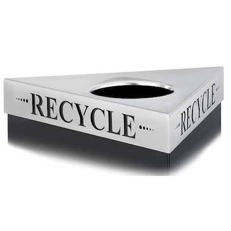 Safco Trifecta 15 gal, 17 gal, 19 gal, 21 gal Trash Can Lid, Flat Silver, metal, 20 in W/Dia 9560RE