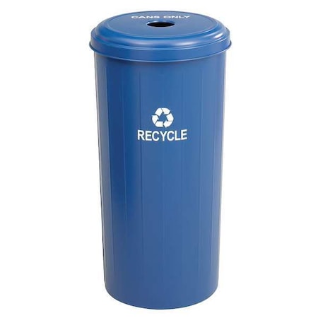 Safco 20 gal Round Recycling Bin, Open Top, Blue, Steel, 1 Openings 9632BU