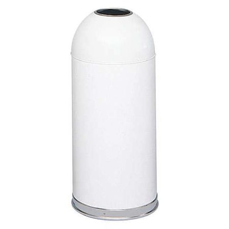 Safco 15 gal. Stainless Steel, Galvanized Steel Round Trash Can, White 9639WH