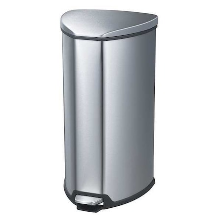 Safco 4 gal. Stainless Steel, Rigid Plastic Half-Round Wastebasket, Silver 9685SS