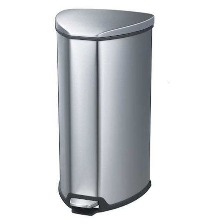 Safco 7 gal. Stainless Steel, Rigid Plastic Triangular Wastebasket, Silver 9686SS
