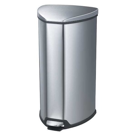 Safco 10 gal. Stainless Steel Half-Round Wastebasket, Silver 9687SS