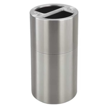 SAFCO 15 gal Round Trash Can, Stainless Steel, 17-1/2" Dia, None, Aluminum 9931SS