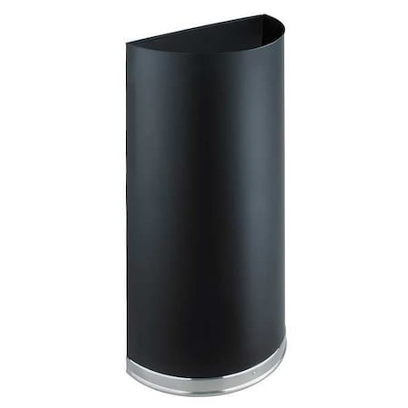 Safco 12-1/2 gal. Steel Half-Round Trash Can, Black 9940BL