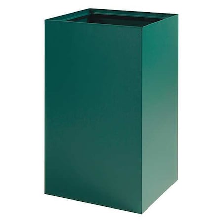 Safco 25 gal Square Trash Can, Open Top, Green, Heavy Gauge Steel, 1 Openings 2981GN